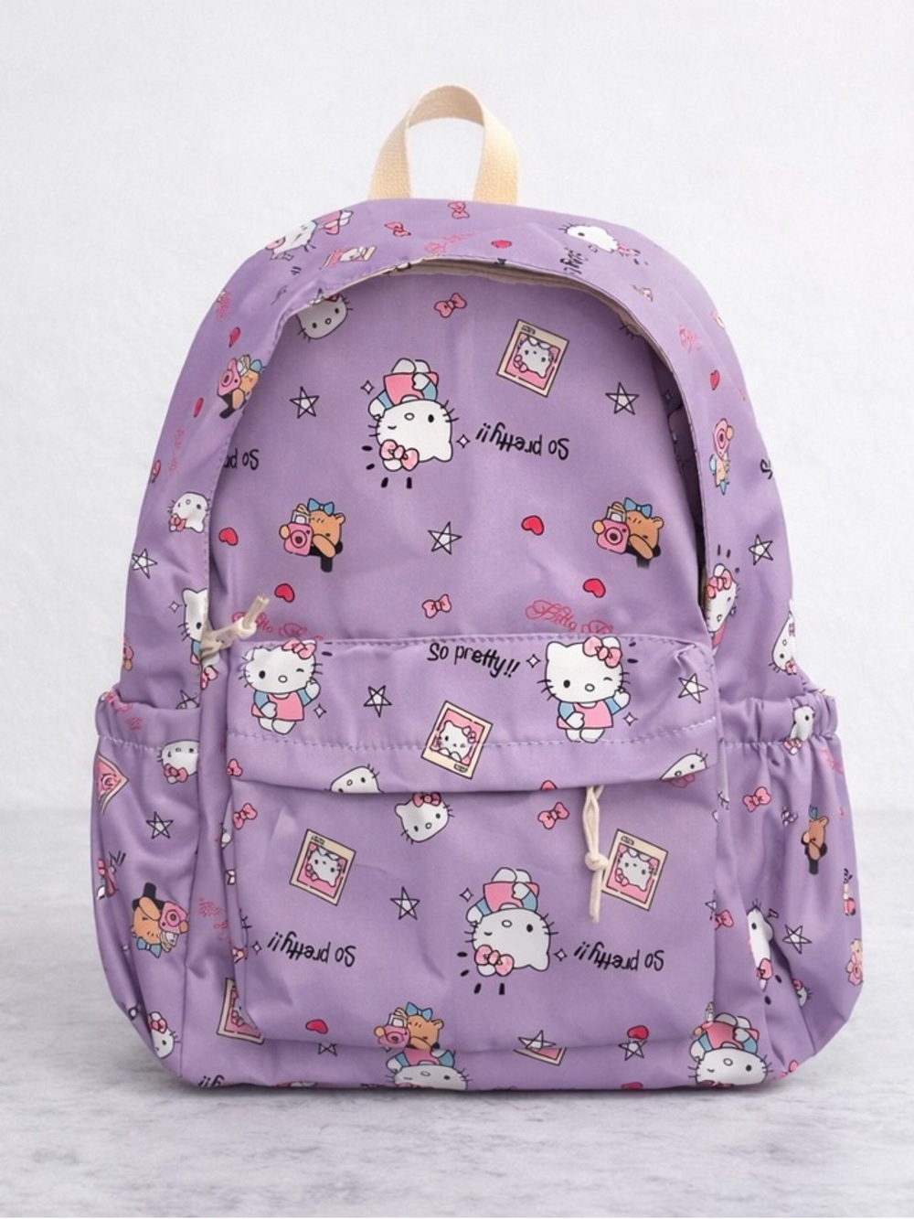 Hello Kitty Purple Backpack Kids School Book Bag Large NEW